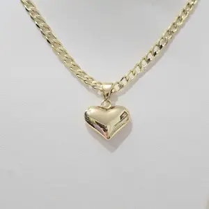 5mmx20inch Cadena cubana martillada con corazón inflado . Laminado de alta calidad