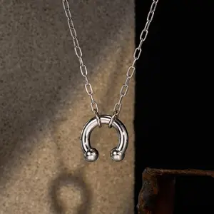 Oufer Stainless Steel Ball Horseshoe Style Non Tarnish Necklace Alt Necklaces