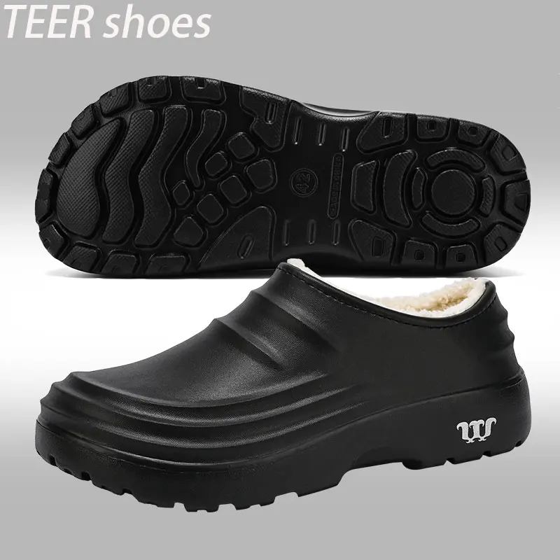 TEER Unisex Waterproof EVA Plush Work Shoes Wide Toe Thick Sole Footwear  for Restaurant Garden Home Laboratory Nursing Home Fluffy Comfortable Warm Winter  Fashion Versatile Slipper Casual Training Shoes - TikTok Shop