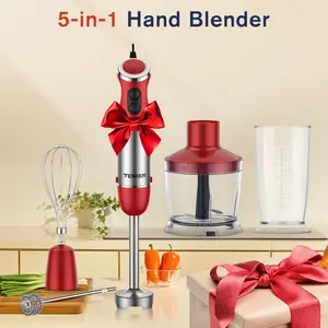 1100W 5 in 1 Immersion Blender Handheld 12 Speed Mode Hand Blender, Stainless Steel Blade With Mixing Beaker, Chopper, Whisk, Milk Frother，Black Friday