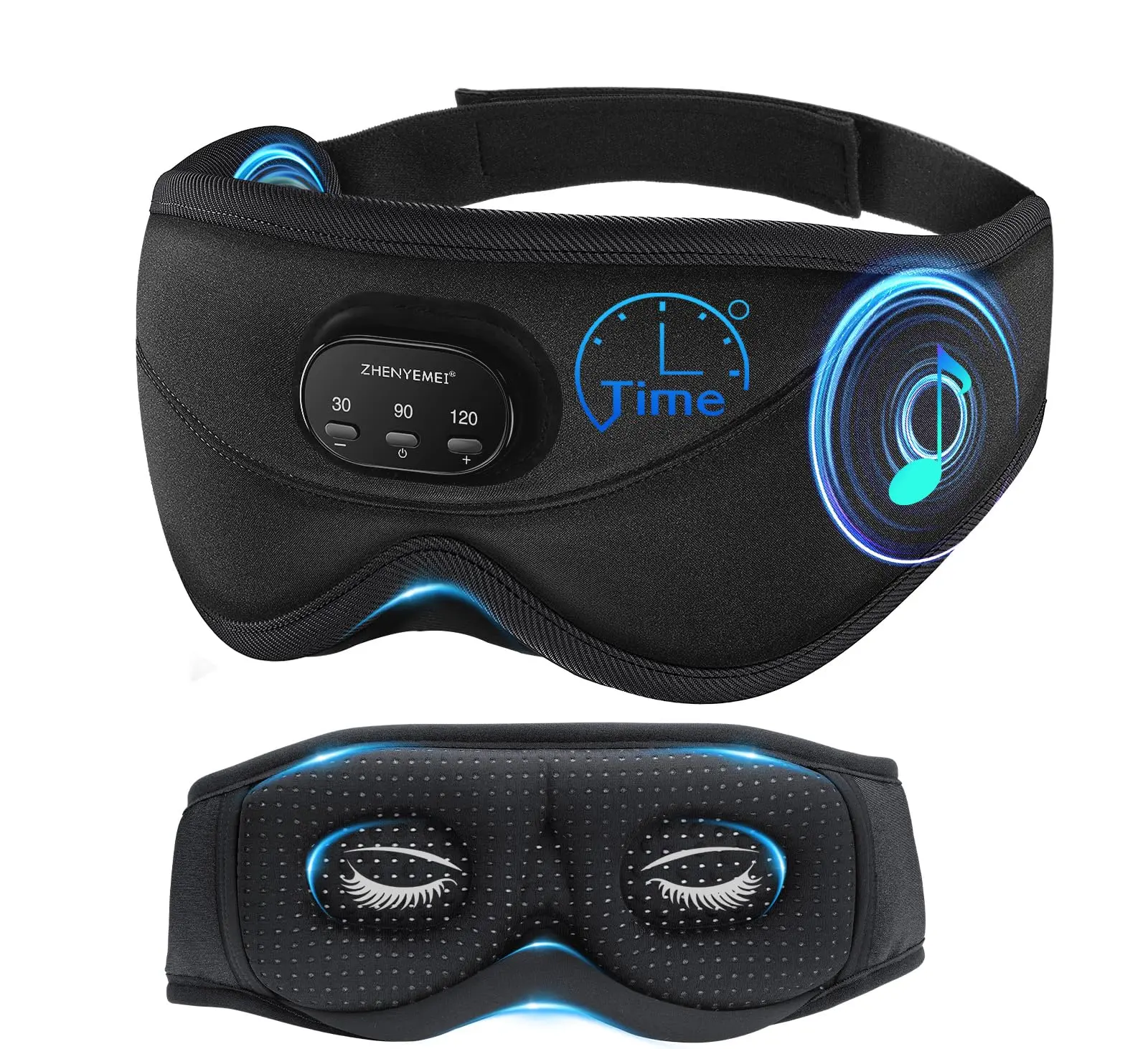 Smart Timing Bluetooth Sleep Mask – Total Blackout, 3D Contoured, Auto Off, No Ear Pressure, Side Sleeper Friendly. Perfect for Travel, Sleep & Gifting.
