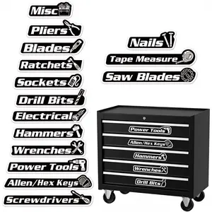 15-Pack Tool Box Labels with Visual Icons, 3D Toolbox Labels for Fast ID, Tool Box Magnets for Chests, Drawers & Organization, Practical Gift for Men