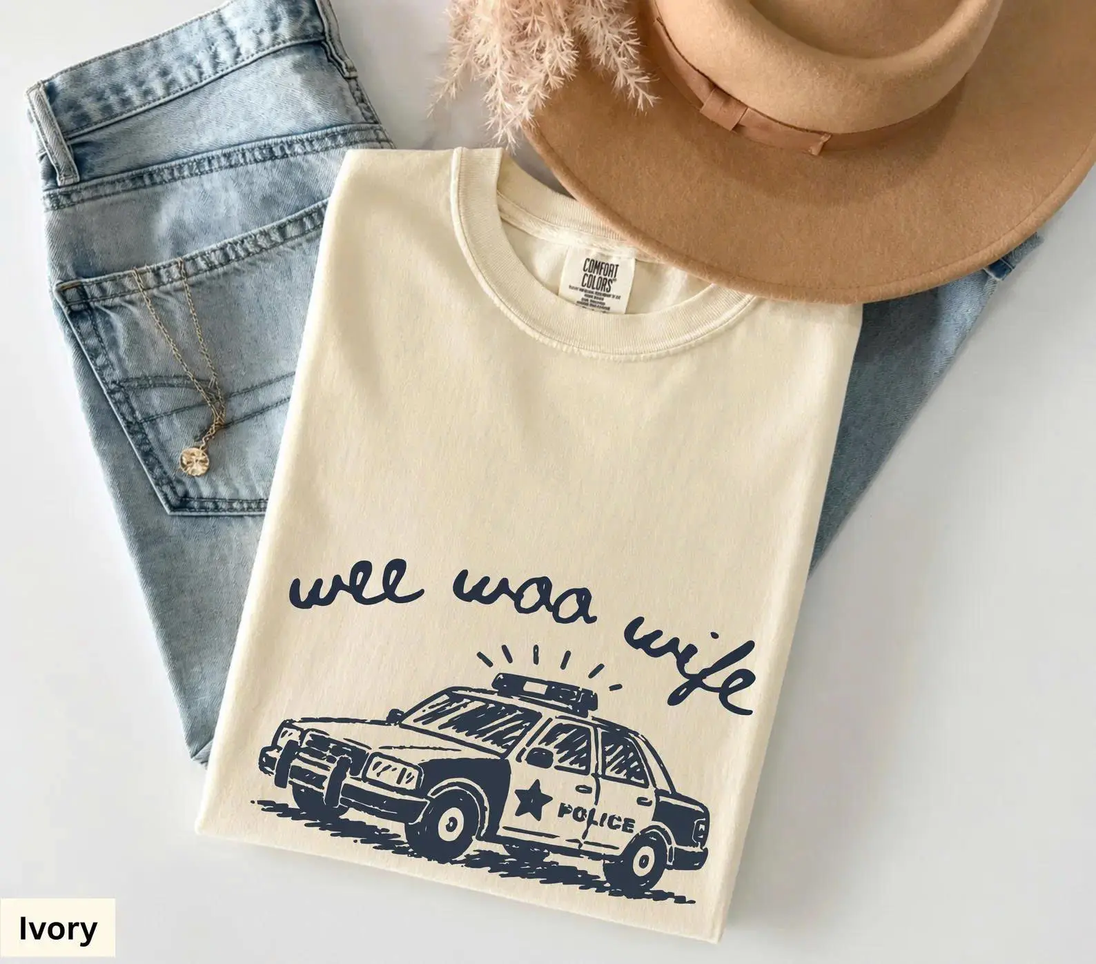 Comfort Colors Police Wife Shirt, Cop Wife Tee, Law Enforcement Wife Gift, Officer Wife, First Responder Wife