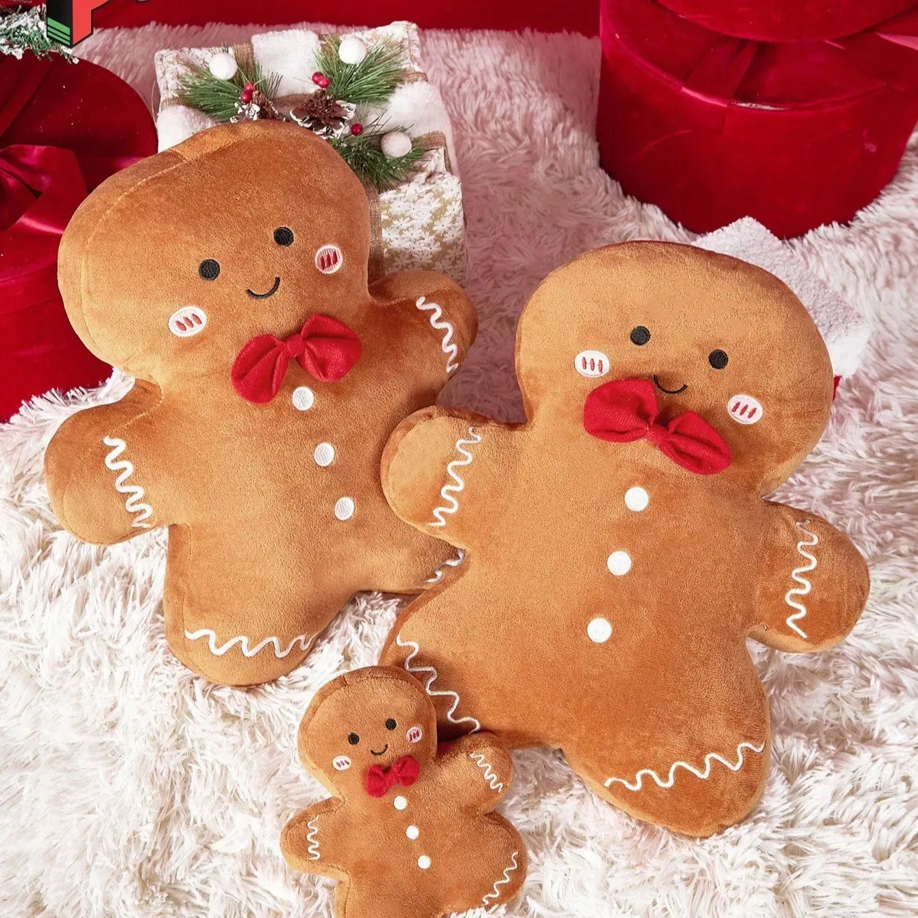 Cinnamon Bear Plush Doll, Soft and Lightweight, Soft Cuddly Gift, Perfect for Holiday Decor and Gifts, Ideal for Christmas Trees and Cookie Theme Parties