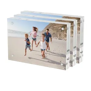 4*6 Inch Acrylic Photo Frame, Thickened Transparent Frame, Double-sided Magnetic, Can Be Placed Independently, Frameless Transparent Square Photo Frame, Desktop Display Gift