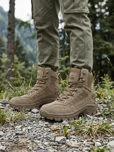 Men's Tactical High-Top Military Boots - All-Season Outdoor & Casual Shoes with Lace-Up Closure, Non-Slip Rubber Sole, Hiking Gear, Rugged Terrain, Rugged Style