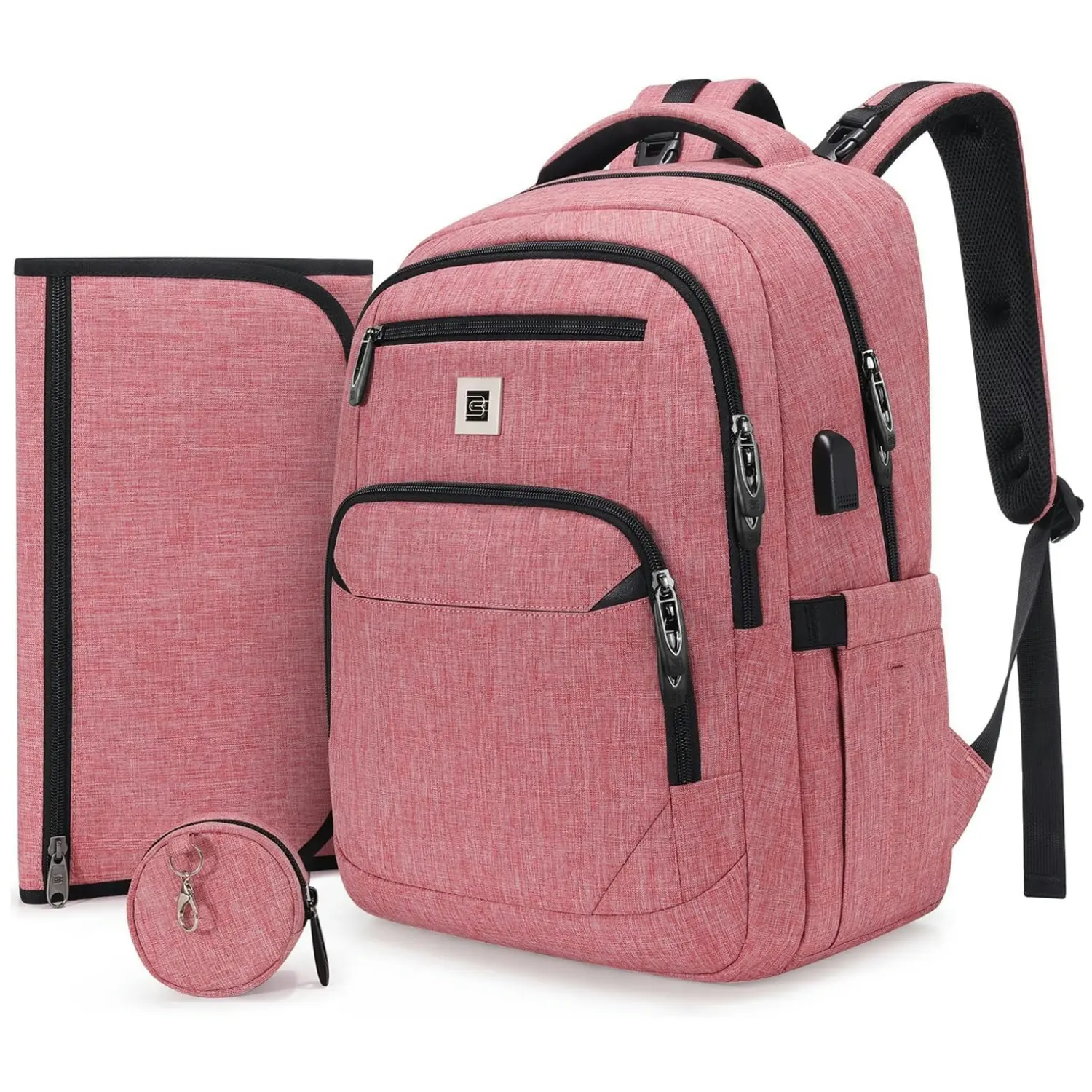 Bruno Cavalli Backpack, Diaper Bag #17131, Multi-Function Waterproof Bag with Changing Pad, USB Port & Pacifier Holder, Large Capacity Travel Nappy Bag,  Gift for New Parents #Summervibes,summerwins