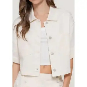 ALEXA IVORY SHORT SLEEVE BOXY DENIM JACKET