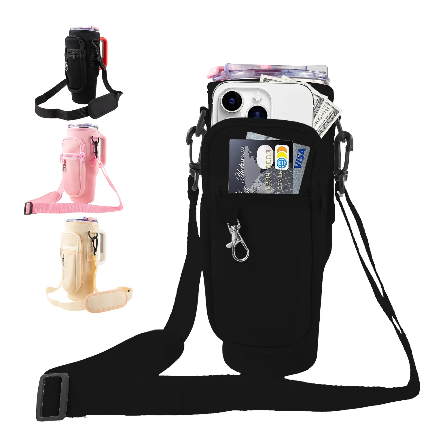 40oz PORTABLE TUMBLER SLEEVE BAG W/ STRAP & HOOK 40oz PORTABLE TUMBLER SLEEVE BAG W/ STRAP & HOOK