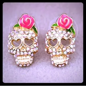 Rhinestone Sugar Skull Earrings