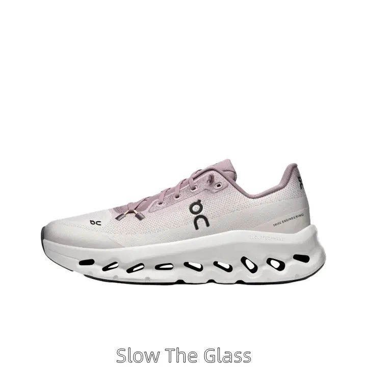 Hazy Lavender Pink Gradient Hollow Thick-soled Running Shoes, Breathable Mesh With Plush Cushioning, Girly Versatile Sneakers for Daily Commutes