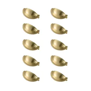 212 MAIN Modern Claude Multipack Metal Cup Bar Pulls with Knobs, 2.75 in. Center-to-Center, Brushed Gold, Pack of 10