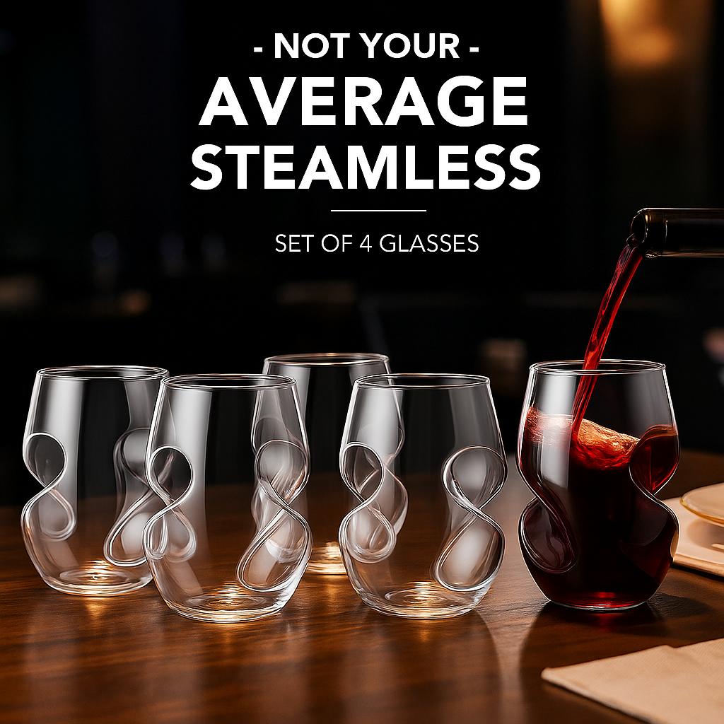 Wave Design Whiskey Glasses with 4 Straws, Old Fashioned Clear Crystal Drinking Glasses, Premium Bar Glassware for Whiskey, Beer, Cocktails, Wine & Home Bar Entertainment