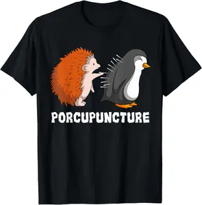 100% Cotton Porcupine Owner Quill Pig Rodent Spines Acupuncture Penguin T-Shirt