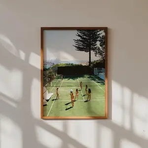 Vintage Tennis Court Poster Retro Summer Fashion Print Graphic Art for Home Decor
