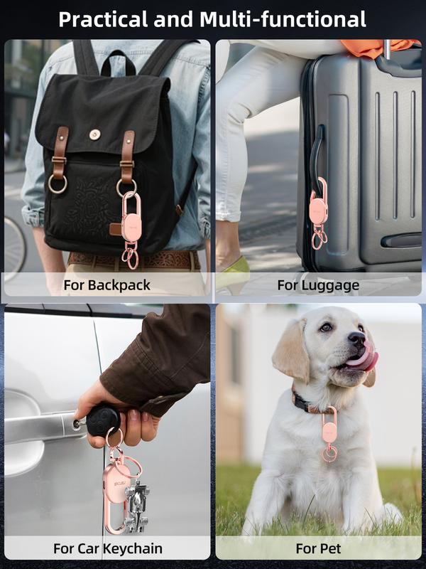 Keychain with Apple Find My(IOS Only), Key Finder Built-in Anti-Loss Tracker, Heavy Duty Key Holder, Premium Stainless Steel Keychain Carabiner Car Key Chains with GPS Global Locator Tracking Waterproof