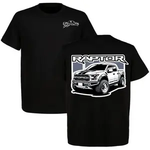 White Ford Raptor Truck 2-Sided T-Shirt, Men's Cotton Short Sleeve Car Graphic Tee ,Casual Menswear, Gift For Him, Full Size