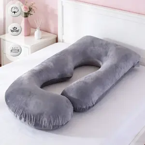 Sleeping pillow during pregnancy, J-shaped nursing pillow for pregnant women, abdominal support for pregnant women and side lying, detachable crystal velvet J-shaped lumbar support pillow,