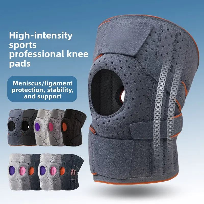 Compression-Type Anti-Injury Sports Knee Brace for Meniscus Tear - Spring Stabilizer with Patella Gel Pad, Adjustable Non-Slip for Basketball, Running, Compression-Type Protective Gear, Anti-Injury Protective Gear