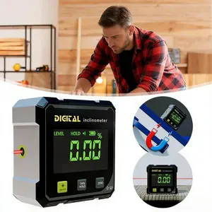 4-Side Magnetic Digital Angle Finder Rechargeable Backlight LCD Inclinometer for Woodworking Calipers Tool Detector Hardware Industrial Laser