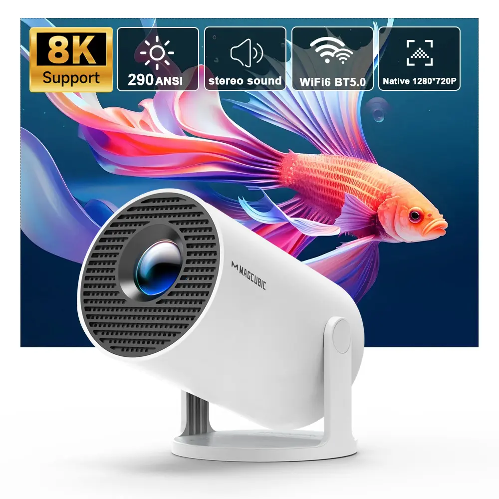 Magcubic HY300Pro Projector 290ANSI Android 14 Dual WiFi6 8K 4K Decode Auto Keystone Correction Wireless BT5.4 130"Screen 1280*720P Built-in Speaker AllwinnerH726 Mini Portable Outdoor Gift Projectors for bedroom #tiktokshopstockup
