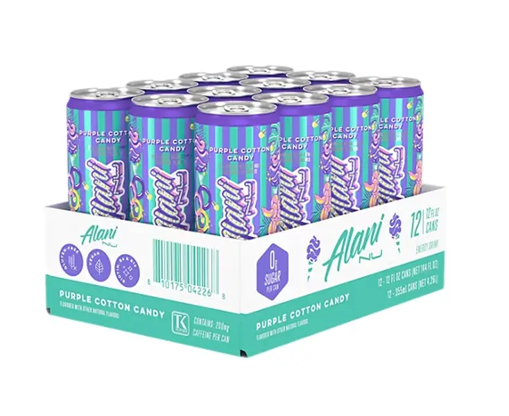Alani Nu Energy Drink - Purple Cotton Candy Flavor, 12 fl. oz. Cans, 12-Pack