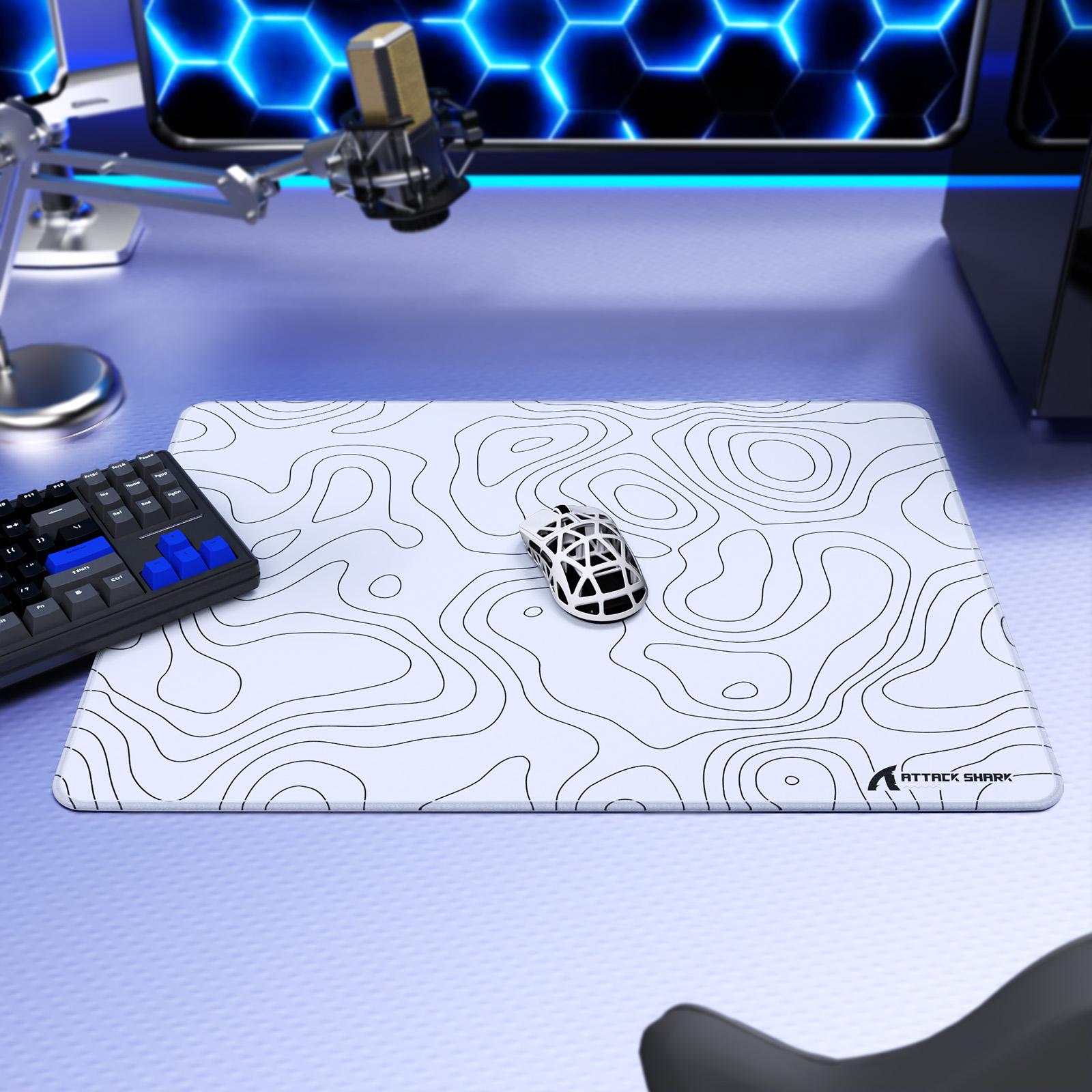 ATTACK SHARK CM02SE Gaming Mouse Pad, Non-Woven Texture Surface, Anti-Slip Rubber Base, Anti-Fraying Stitching Portable Mouse Mat for Mac/PC/Laptop Office&Gaming Accessories 410 * 310 * 4mm White