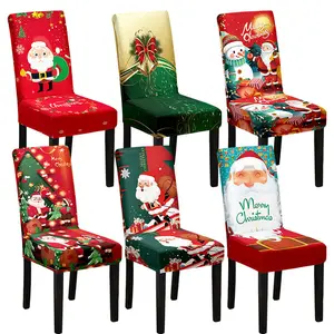 Stretch Removable Washable Dining Room Chair Protector Slipcovers Universal Chair Cover Christmas Decoration/Home Decor Dining Room Seat Cover