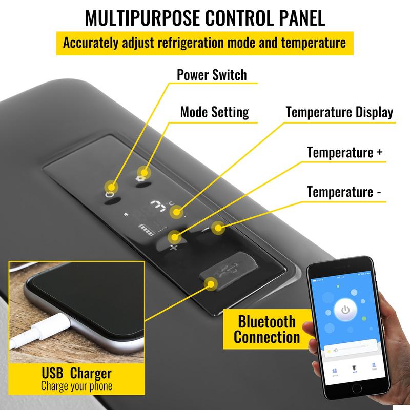 VEVOR 12 Volt Refrigerator with APP Control, TikTokShopBlackFriday, Portable Mini Car Fridge w/ -4℉-68℉ Cooling Range & 12/24V DC & 110-240V AC Electric Compressor Cooler For Camping, Road Trip, Travel, Outdoor and Home Use