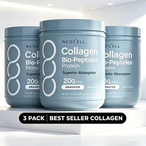 (Flash Sale: 3 Bottles) NeoCell Collagen Bio-Peptides Powder, 20oz Grassfed Protein Supplement - Advanced with 18 Essential Amino Acids