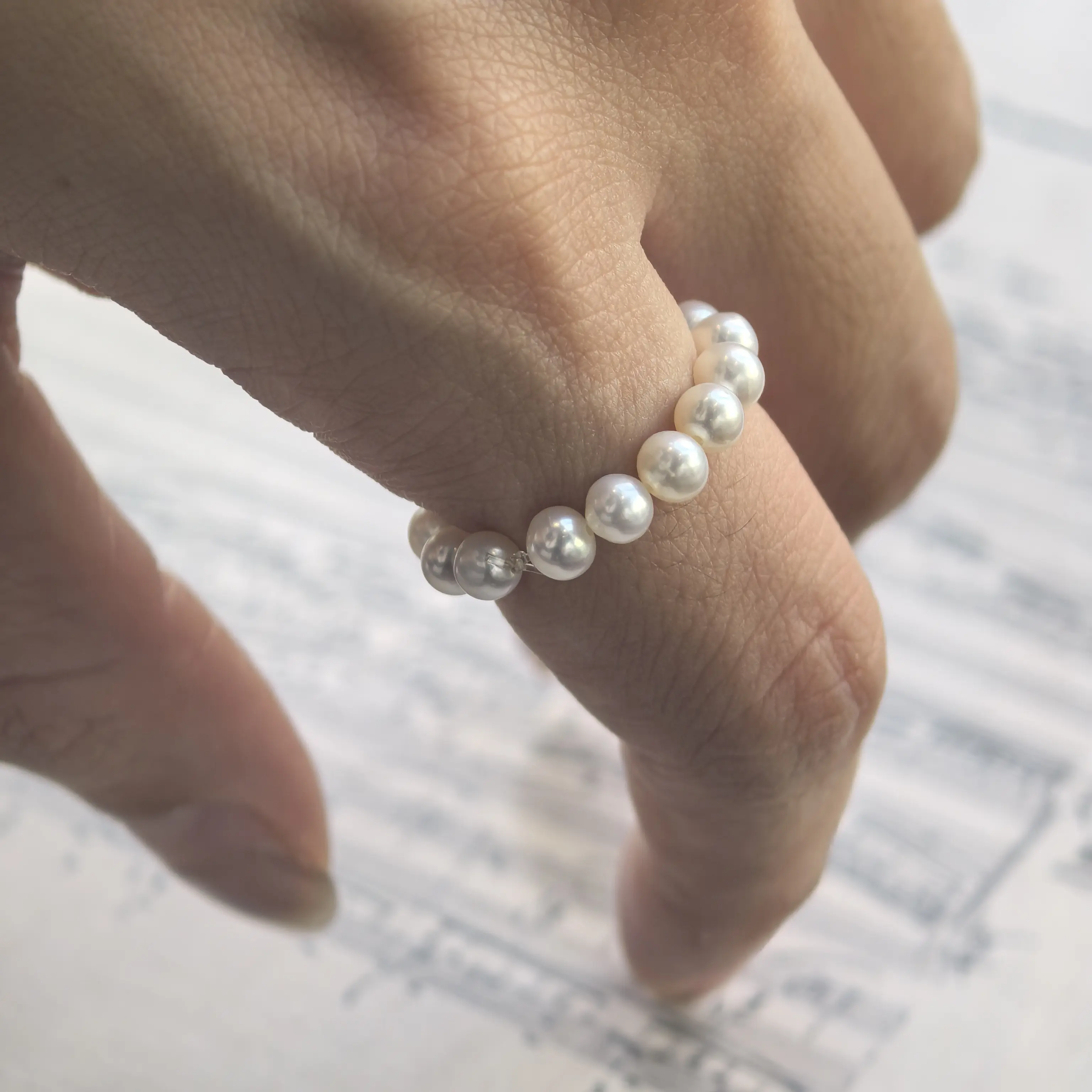 Genuine Natural Freshwater Pearl Sets, Adjustable Lightweight Comfortable Daily Jewelry Accessories, Customizable Pearl Jewelry, Genuine Pearl, Elastic Ring