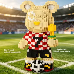 Football Champion Building Block Toy, Custom Handmade Statue, Lightweight Display Figure, Ideal Gift for Holidays, Includes Hammer and Manual