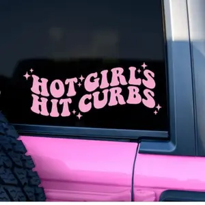 hot girls hit curbs car decal, bumper sticker