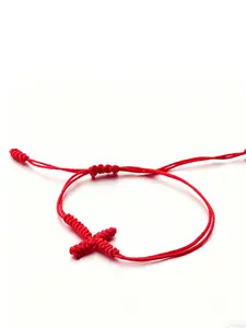 1pc Red String Cross Bracelet for Protection and Good Luck, Handmade Woven Adjustable Religious Amulet Wristband, Classic Minimalist Cross Jewelry Gift for Men Women