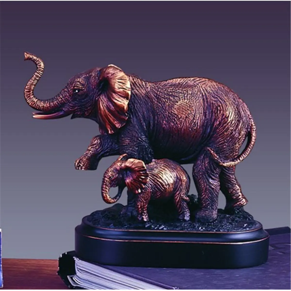 212 MAIN Cold Cast Bronze-Plated Resin Elephant Statue, Collectible Figurines Artwork, Resin Animal Sculptures, 6x3x5in Home Ornament Indoor Cultural Decor