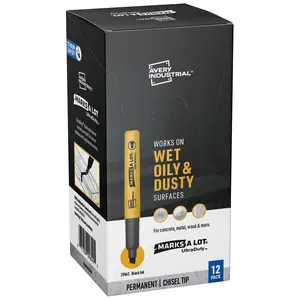 Avery UltraDuty Marks A Lot Permanent Markers, Chisel Tip, Water Resistant, Industrial Grade Ink, 12 Black Markers (29842)
