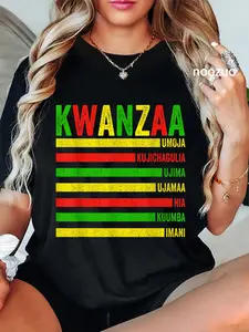 100% Cotton Happy Kwanzaa Seven Principles of Kwanzaa Men Women T-Shirt