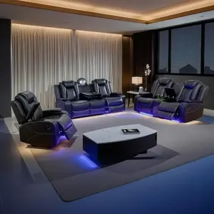 Power Reclining Sectional Sofa Set 3+2+1 – Leather, Wireless Charging, LED Lights & Storage