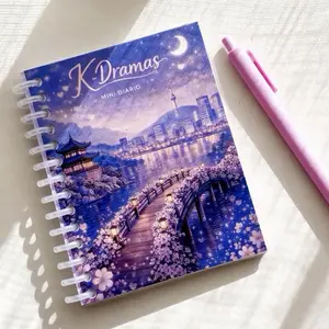 Mini Libreta K-Dramas Diario for Fans K-Drama Journal with Night Design 5.5 x 8.5 inches 80 Pages Spiral Bound Aesthetic Notebook for K-Drama Lovers