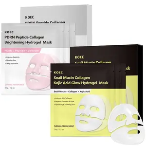 Radiant Glow Duo: PDRN Peptide Collagen Brightening & Snail Mucin Kojic Acid Glow Hydrogel Masks, Glass Glow Face Masks for Deep Hydration, Hydrating, Tone Correction, Texture Refining & Smoother – Korean Skincare