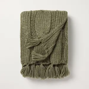 Oversized Cozy Knit Throw Blanket Green - Hearth & Hand with Magnolia