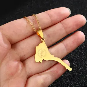 new titanium steel smooth African map Eritrea map modeling pendant necklace female collarbone chain