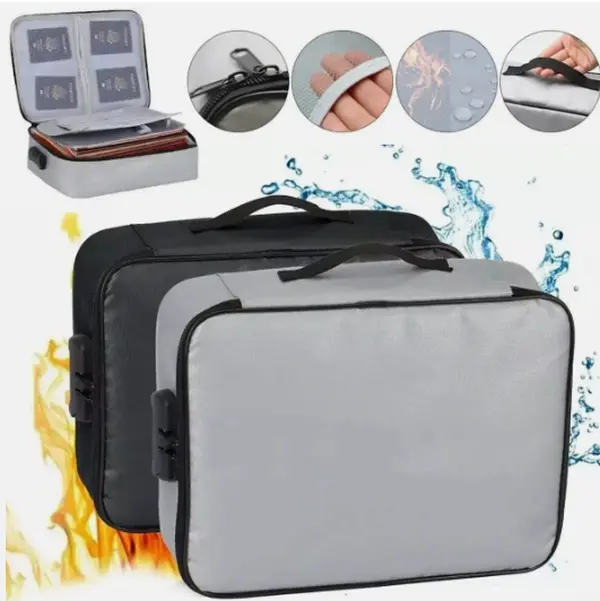 3-Layer Fireproof File Folder Box with Lock, Waterproof Office Storage Solution, Secure Desk Organizer for Home/Office Use (US Compatible) – Adds Security, Keeps Documents Dry, Protects Documents from Fire