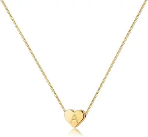 Heart Initial Necklaces for Women Girls - 14K Gold Filled Heart Pendant Letter Alphabet Necklace Tiny Initial Necklaces for Girls Gifts Heart Letter Initial Necklace Gifts for Girls Teens