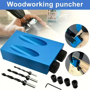 14pcs Pocket Hole Jig Kit - 15-Degree Inclined Hole Tool with 6/8/10mm Drive Adapter, Stainless Steel Black Oxide Finish Locator, for DIY Woodworking Angle Drilling, Ideal Gift for Carpentry Enthusiasts, Carpentry Accessories, Tools summerwins