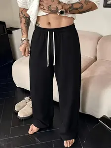 Men’s casual long pants for spring and summer; straight-leg, loose fit with an elastic waistband and drawstring design. Suitable for sports, home wear, casual outings, and various everyday scenarios. Available in multiple colors, machine washable, comfort