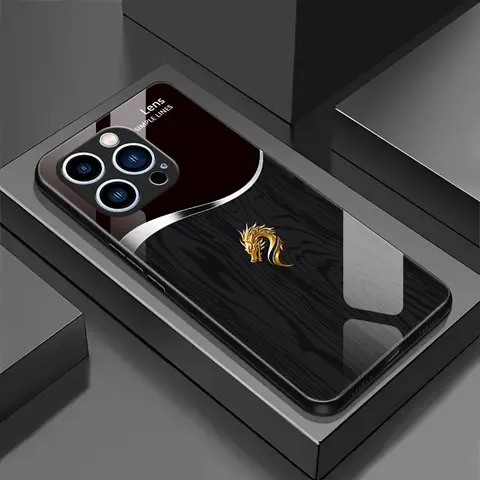 Suitable for [iPhone 15 Pro Max] Personality simple split dragon pattern creative business high-end anti-drop glass mobile phone case affordable anti-drop anti-fingerprint-888
