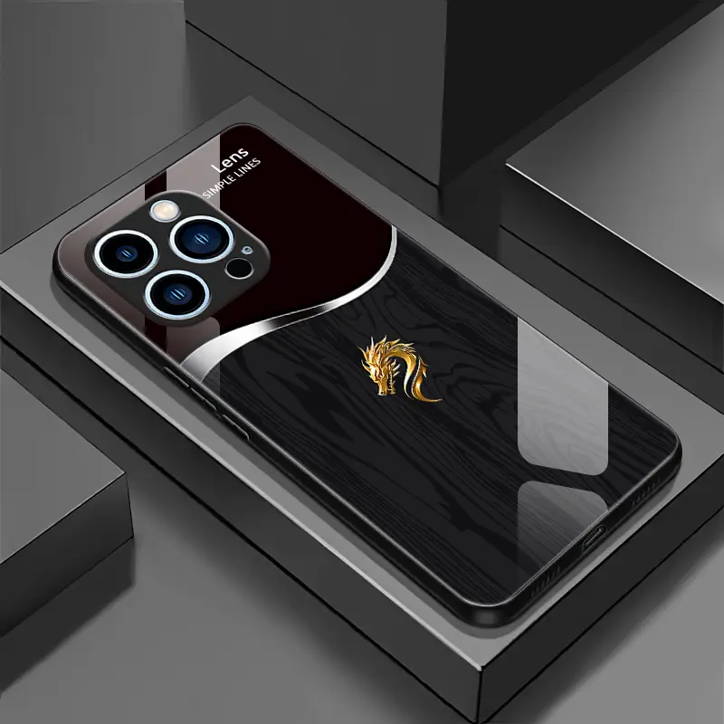 Suitable for [iPhone 15 Pro Max] Personality simple split dragon pattern creative business high-end anti-drop glass mobile phone case affordable anti-drop anti-fingerprint-888