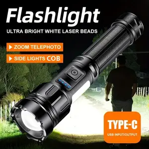 LED Flashlight, Lumens Rechargeable Flashlight, Waterproof Searchlight Super Bright Flashlight with 7 Modes Zoom Torch for Camping Outdoor Sport