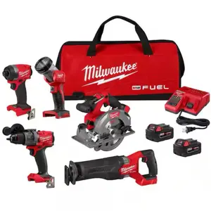 Milwaukee M18 FUEL 18V Lithium-Ion Brushless Cordless Combo Kit (5-Tool) with Two 5.0 Ah Batteries, 1 Charger 1 Tool Bag